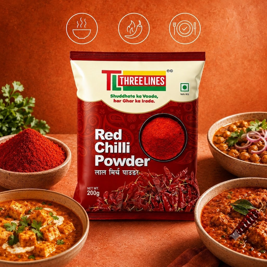 Three Lines Red Chilli Powder Pack of 2 | 200g Each